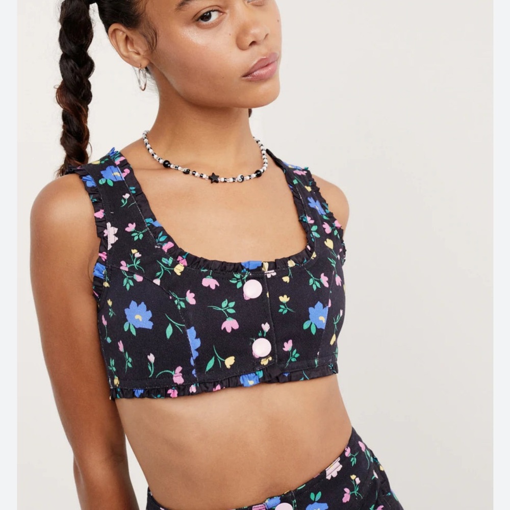 For Love & Lemons Robin Floral Crop Top Size Small NWT (msrp $140)